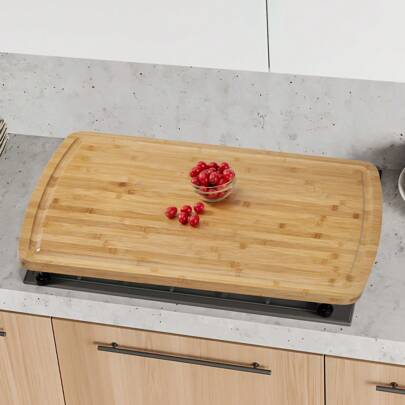 30" X 20" Noodle Board Stove Cover With Removable Legs, Countertop Bamboo Cutting Board, Wood Stove Top Covers For Electric Stove Gas Burners RV, Stovetop Cover