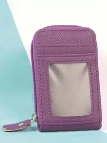 1 pieza Tarjetero con múltiples ranuras, estuche de tarjetas mini portátil con ventana transparente, monedero con cremallera mini, estuche de tarjetas de organza portátil para señoras, tarjetero de tarjetas de crédito y tarjetas de visita con cremallera vertical, pequeño y exquisito. Fácil de llevar, adecuado para salir y almacenamiento de viaje, de moda y versátil - Multicolor - Ver 10