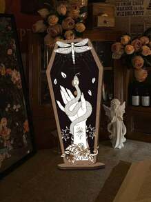 1pc Halloween Decoration Gothic Home Decor Hand Wooden Coffin Sign Decor Spooky Hands Stars Hearts Table Desk Accessories For Halloween Party Supplies Home Decor,Christmas - Multicolor - View 5