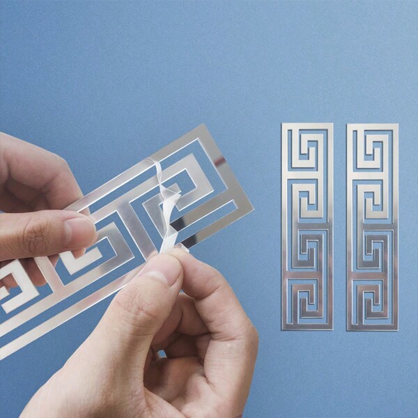 10Pcs DIY Mirror Stickers Removable Adhensive Wall Stickers Decals Geometric Greek Key Pattern For Home Decor Art Room Bedroom Background Decoration