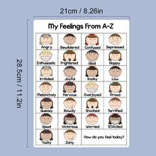 1 件儿童情感图表海报行为图表社交情感学习墙面艺术装饰、学习材料儿童发展教育玩具、从 A 到 Z 字母识别情感、教室学校课堂咨询、办公室、冷静角落用品