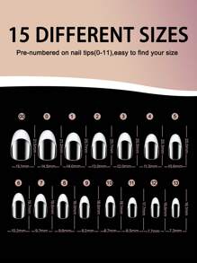 120 件/盒 流行新设计法式可爱亚克力方形短款压印亚克力指甲细高跟白色棺材压印指甲法式尖头