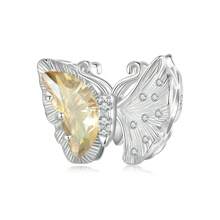 bamoer Colgante de plata de ley 925 Bamoer con hoja de ginkgo amarilla/planta/flor/mariposa de circonia, cuenta de otoño con rosa para ajustar el brazalete de mujer de joyería fina DIY