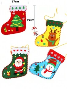 1 件圣诞袜手工艺品 DIY 无纺布玩具、儿童创意圣诞装饰、学龄前礼物、各种雪花样式、手工活动、圣诞节工艺品、用于缝纫的圣诞节布料 - 彩色 - 查看 9