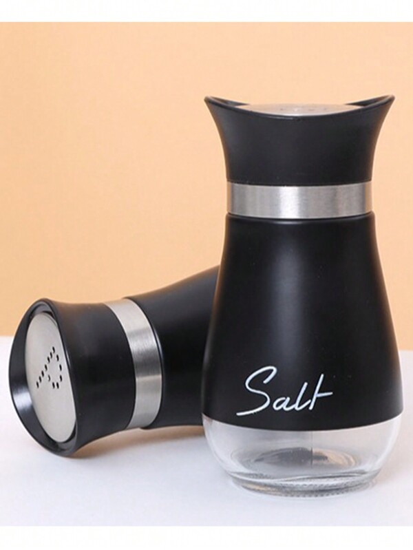 2 Stücke Edelstahl Gewürz Flaschen mit Glas Salz Deckel, Salz Streuer für Zuhause, Küche Mess Gewürz Glas, Barbecue Sprühflasche