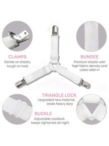 Tatukiko 4pcs Adjustable Bed Sheet Fasteners Clip For Fixing Sheets, Blankets, Tablecloths, Curtains, Sofa Covers, Anti-Slip Tent Fixed Buckle, Back To School Supplies