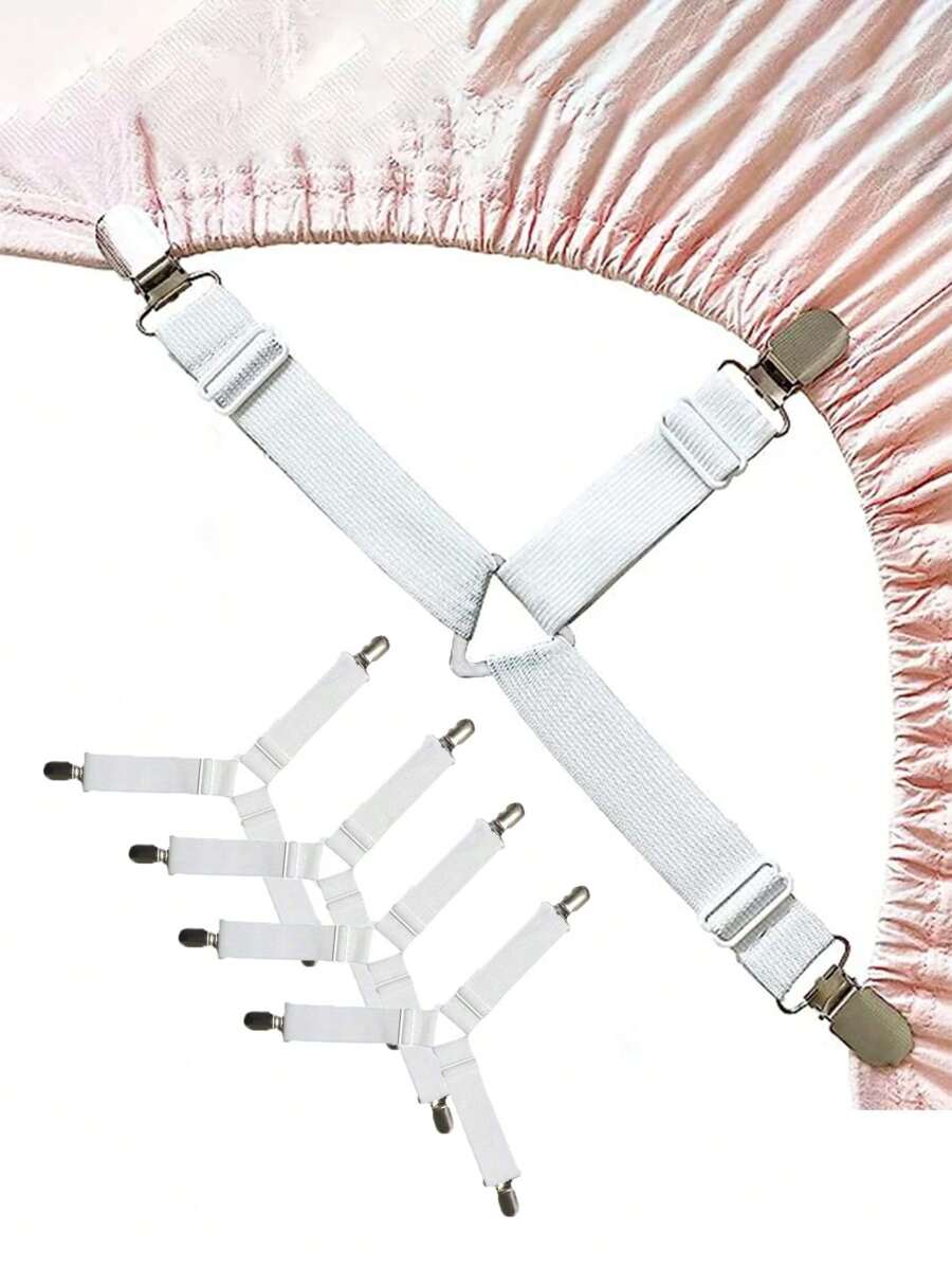 Tatukiko 4pcs Adjustable Bed Sheet Fasteners Clip For Fixing Sheets, Blankets, Tablecloths, Curtains, Sofa Covers, Anti-Slip Tent Fixed Buckle, Back To School Supplies