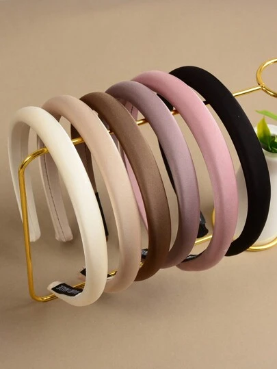 1/3/4 st. Moderiktiga Eleganta Satin Enfärgade Bredbrättade Pannband För Damer, Lämpliga För Fest, Formell Klädsel, Samlingar, Hårband, Hårringar, Håraccessoarer Huvudaccessoarer