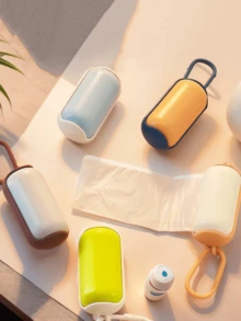 2pcs Random Color Portable Dog Poop Collector With Waste Bag And Bin (Includes 1 Roll Of Waste Bags) Pet Cleaning Tools - Multicolor - View 3