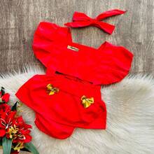 Romper With Band Baby Girl Mesversario Bow Fashion Leopard Style Plain Print Vibrant Colors Chic Launch - Màu Hồng Tươi - Xem 4