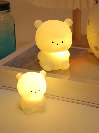 1pc 卡通 INS 创意 LED 硅胶小夜灯 可爱动物熊发光玩具卧室护眼装饰灯