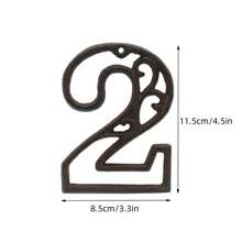 复古装饰铸铁金属门牌号，空心阿拉伯数字 0-9，铸造金属地址号码，家庭花园庭院邮箱壁挂标志 - 黑色 - 查看 9
