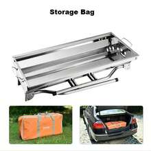 Asador pequeño tipo Parrilla para barbacoa, parrilla para jardín y exteriores de acero inoxidable de carbón (plateado)