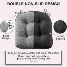 D-Shaped 4'' Thick Chair Cushions, Removable, Machine Washable Cover And Ties, Chair Pads For Indoor Dining Room And Kitchen Chairs - Dark Grey - View 7