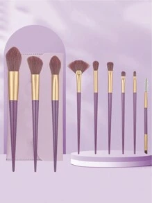 9pcs Portable Makeup Brush Set - Purple - View 3