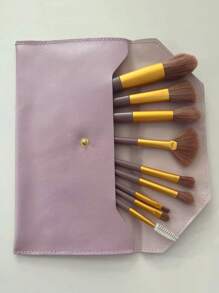 9pcs Portable Makeup Brush Set - Purple - View 4