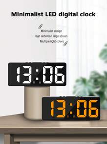LED多功能聲控電子鬧鐘，創意簡約大屏幕數碼鐘，可使用電池/插電兩用，適用於臥室/宿舍床頭 - 彩色 - 查看 2