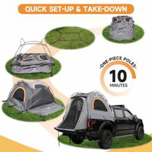 Pickup Truck Bed Tent 6.4'-6.7' 3000mm Waterproof Truck Tent 2 Person Use With Double Layer Windows For All-Season Camping Easy Setup - Xám - Xem 2