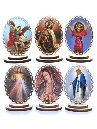 1pc Oval Wooden Carved Ornament Stand, Hollow & Colorful Wooden, Home Decor & Car Accessories Best Gifts Birthday Graduation