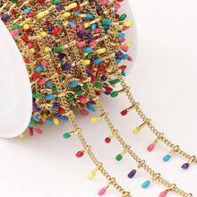 1 Meter Stylish Stainless Steel Enamel Dripping Lip Chain Beads Chain, Handmade Crafting Material For Bracelets, Necklaces, DIY Jewelry