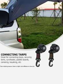 4 件式重型吸盘挂钩，适用于汽车帐篷 - 360° 可旋转，强化尼龙，带登山扣 - 易于安装和使用，非常适合户外露营帐篷配件，露营帐篷配件