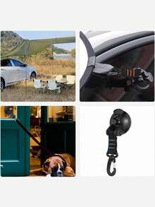 4 件式重型吸盘挂钩，适用于汽车帐篷 - 360° 可旋转，强化尼龙，带登山扣 - 易于安装和使用，非常适合户外露营帐篷配件，露营帐篷配件