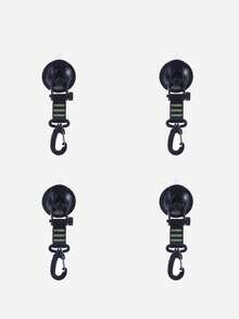 4 件式重型吸盘挂钩，适用于汽车帐篷 - 360° 可旋转，强化尼龙，带登山扣 - 易于安装和使用，非常适合户外露营帐篷配件，露营帐篷配件