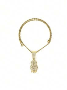 1PC Iced Fashion Drip Oil Arabic Digital Pendant Necklace With 20 Inch Stainless Steel Fried Dough Twists Chain Luxury Hip Hop Neck Jewelry - Number - View 24