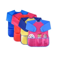 1/2/3/4ps 防水儿童艺术罩衣儿童艺术围裙带 3 个宽敞口袋，绘画用品（不含颜料和画笔） - 彩色 - 查看 10