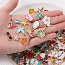 50pcs/100pcs Mixed Gold Plated Enamel Pendants Colorful Alloy Charms For DIY Necklace Bracelet Earring Jewelry Making Supplies No Box