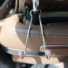 2pcs Eight Shape Rhinestone Hook Hanger In Pink For Car Storage, Convenient And Practical - Pink - View 6