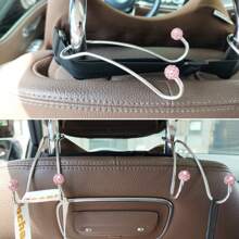 2pcs Eight Shape Rhinestone Hook Hanger In Pink For Car Storage, Convenient And Practical - Pink - View 8