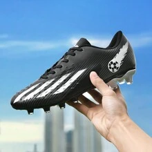 Một đôi giày tập luyện chuyên nghiệp mới dành cho nam và nữ, giày chiến đấu chống trượt AG dành cho người lớn, giày đá bóng thoáng khí dành cho sinh viên đại học, giày đá bóng ngoài trời, giày đá bóng da màu đen nhẹ. - màu đen - Xem 8