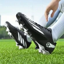 Một đôi giày tập luyện chuyên nghiệp mới dành cho nam và nữ, giày chiến đấu chống trượt AG dành cho người lớn, giày đá bóng thoáng khí dành cho sinh viên đại học, giày đá bóng ngoài trời, giày đá bóng da màu đen nhẹ. - màu đen - Xem 11