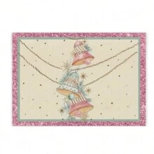 1/4 Tấm lót bàn bằng vải polyester hình cây thông Giáng sinh màu hồng với hình nón thông, kim và chuông quà tặng, Thảm trải bàn in họa tiết ngôi sao cây thông Giáng sinh, Thảm trải bàn trang trí nhà bếp, Trang trí Giáng sinh, Trang trí bàn, Đồ dùng nhà bếp, Trang trí nhà cửa, Quà tặng (32 * 42cm) - Nhiều màu - Xem 14