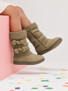 Botas para niños Lazo Cremallera lateral - Caqui - Ver 3