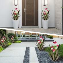 Metal Agave Plant Outdoor Decoration Outdoor Garden Decoration Lily Mexican Yard Art Plant Garden Agave Lily Decorative Garden Gift(2 Big Red Lilies) - Đỏ - Xem 4