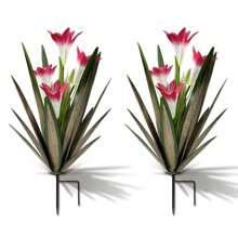 Metal Agave Plant Outdoor Decoration Outdoor Garden Decoration Lily Mexican Yard Art Plant Garden Agave Lily Decorative Garden Gift(2 Big Red Lilies) - Đỏ - Xem 1