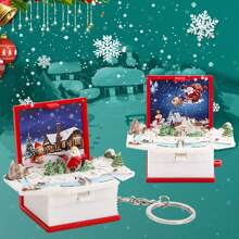 1/2/8pcs 3D Folding Magic Book Mini Keychain, Decompression Creative Keyring, Random Pattern Christmas & Halloween Small Gift Car Accessories Bag Charm School Letter