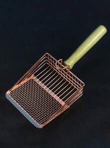 1入貓砂鏟，木質手柄不銹鋼二合一貓砂鏟，宿便清理工具，細孔大貓砂鏟，清潔用品 - 彩色 - 查看 5