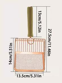 1入貓砂鏟，木質手柄不銹鋼二合一貓砂鏟，宿便清理工具，細孔大貓砂鏟，清潔用品 - 彩色 - 查看 2