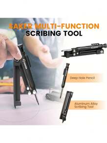 1 件 13 厘米/5 英寸塑料 + 铝合金多功能木工标记工具、涂鸦工具、带深孔铅笔的书写工具、测量工具、建筑铅笔 DIY 木工标记规划线测量工具，是送给男士、爸爸和丈夫的绝佳礼物 - 彩色 - 查看 2