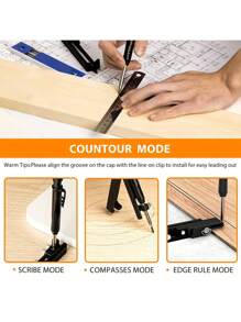 1 件 13 厘米/5 英寸塑料 + 铝合金多功能木工标记工具、涂鸦工具、带深孔铅笔的书写工具、测量工具、建筑铅笔 DIY 木工标记规划线测量工具，是送给男士、爸爸和丈夫的绝佳礼物 - 彩色 - 查看 8