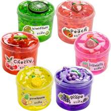 2.37oz Fruit Crystal Clear Slime Jelly Mud - Cherry, Peach, Avocado & Pineapple Flavors | Non-Sticky Soft Jelly Clay Scented Slime Toys For Party Christmas Birthday Gift