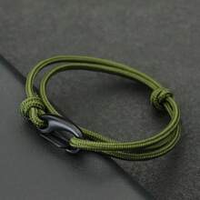51Luckind Pulseira masculina de corda dupla camada deslizante ajustável paracord pulseira elegante nó náutico pulseira de corda presentes para ele