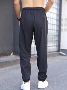 Boyfriend Style Men's Lightweight Breathable Sports Pants, Casual Loose Fit Drawstring Trousers, Summer