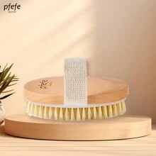 PFEFE 干刷身体刷天然猪鬃毛刷洗脸刷橘皮组织沐浴刷带按摩结节适用于干性皮肤去角质 Bath And Body Works