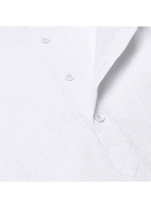 Men's Linen Cotton Casual Long Sleeve Thin Beach Shirt - White - View 1