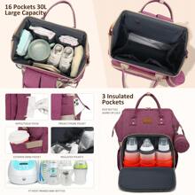 Diaper Bag Backpack With Changing Pad, Pacifier Case, Baby Bag For Boy Girl Toddler - Large, Stylish, Waterproof Travel Diaper Bag For Mom - Baby Shower Gift Christmas - Purple - View 2