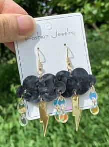 Acryl Laser geschnittene Ohrhänger mit schwarzer Wolke, Blitz und Regentropfen, modischer Schmuck für Frauen